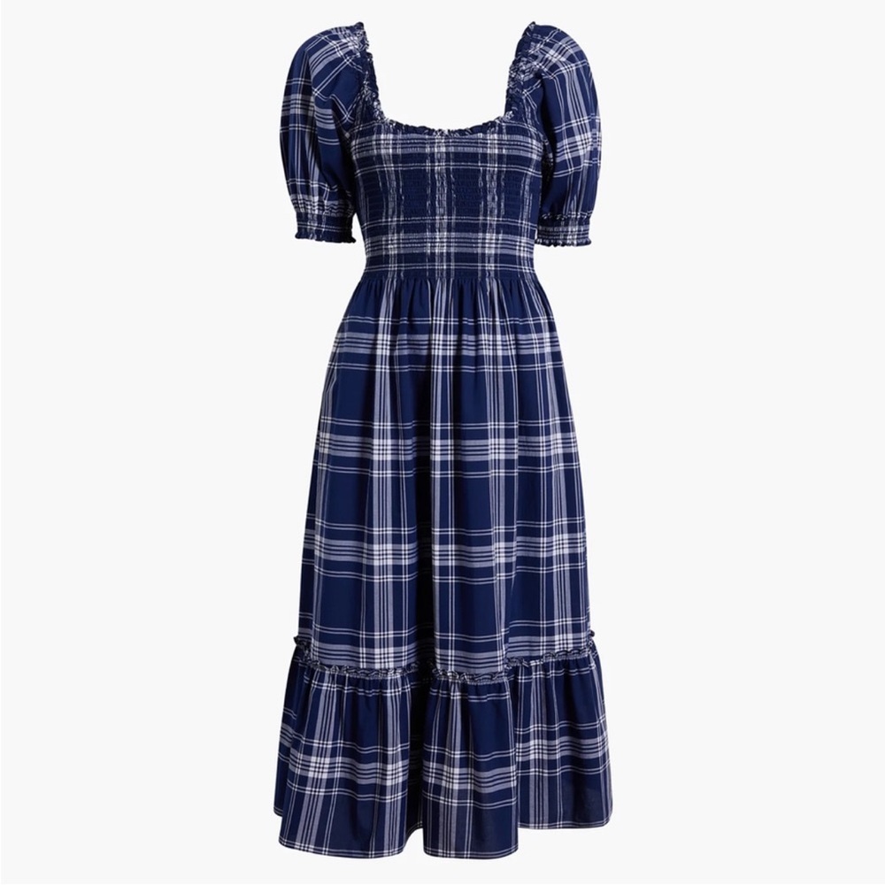 Hill House Home Louisa Nap Dress in Navy Spring Plaid large